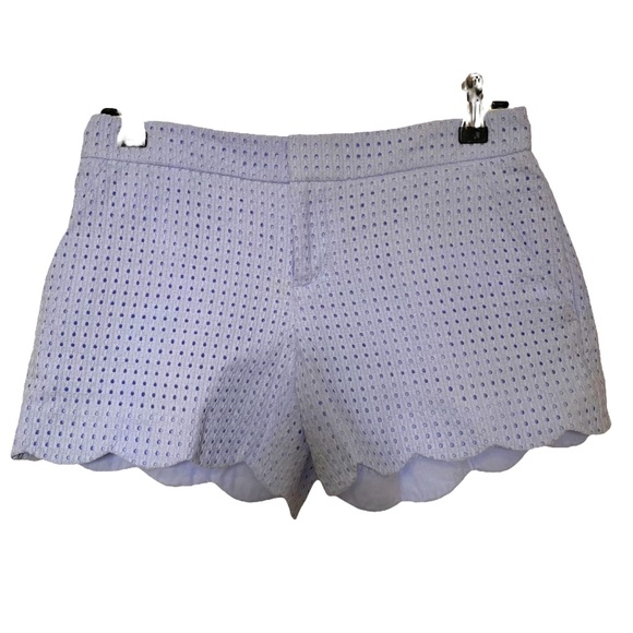CLUB MONACO BABY BLUE AMBER EYELET EMBROIDERED DOTS SCALOPPED SHORTS - 00 - Picture 2 of 9